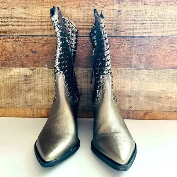 Golo Women’s Reverse Woven Shaft Weatern Fashion Boots - Snip Toe - Picture 4 of 9